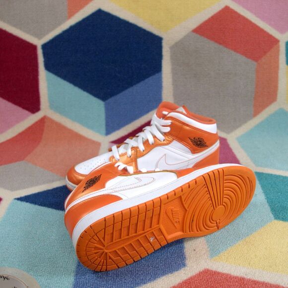 Nike Air Jordan 1 Mid Top Metallic Orange DM4228-800 Sneakers Youth Size 7 - Picture 5 of 8